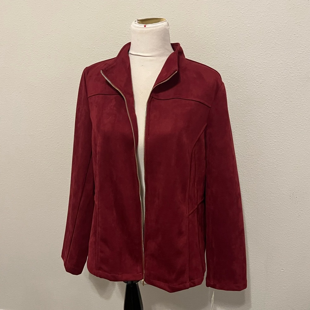 Alfred Dunner burgundy ultra suede Women's Jacket